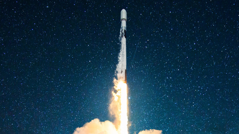 rocket launching into space