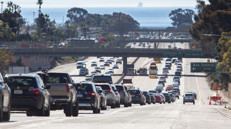 Roadside view of Freeway 5 in San Clemente, California