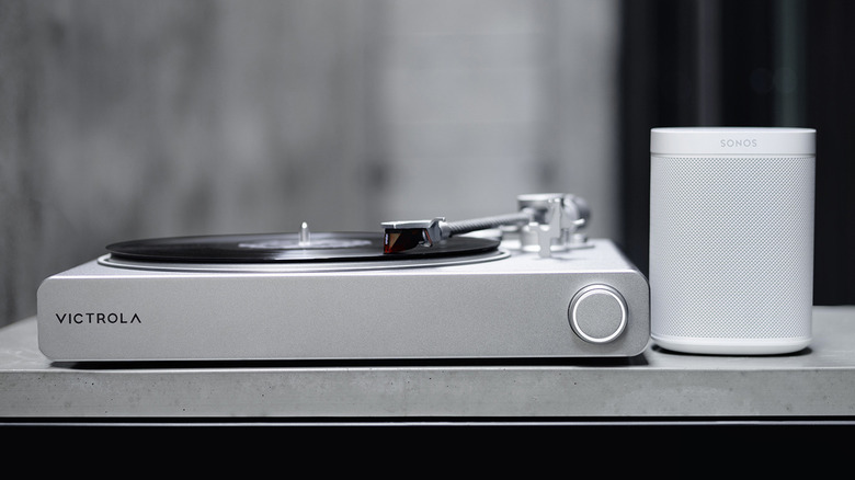 Victrola turntable and Sonos speaker