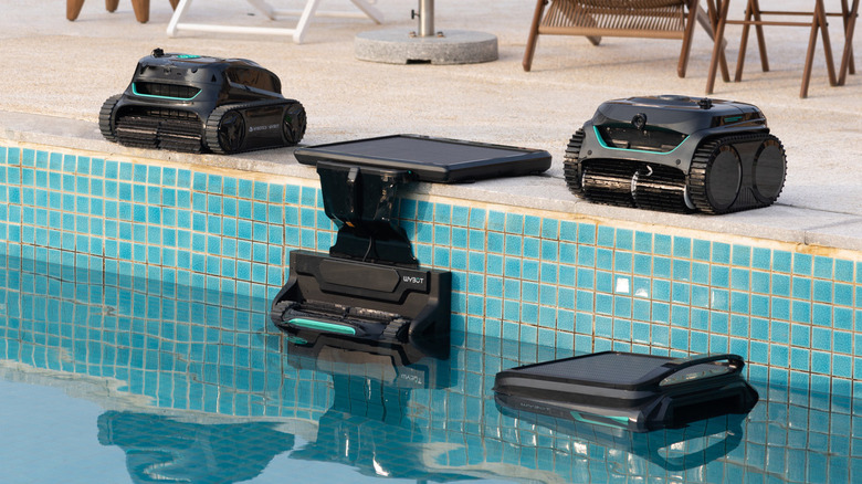 WYBOT cleaning robots poolside