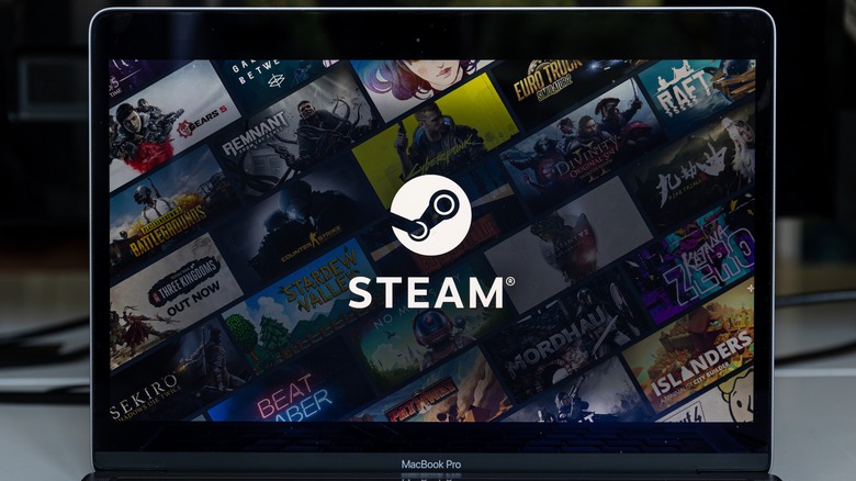 Steam logo on laptop