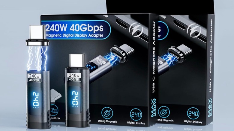 DuHeSin Digital Display 240W USB-C Magnetic Adapters and packaging