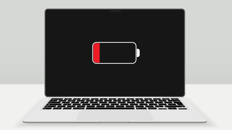 Illustration of a MacBook with low battery