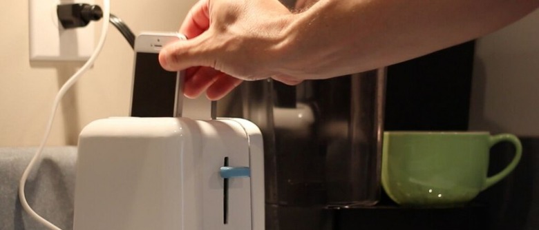 This toaster is actually a charging station for mobile devices