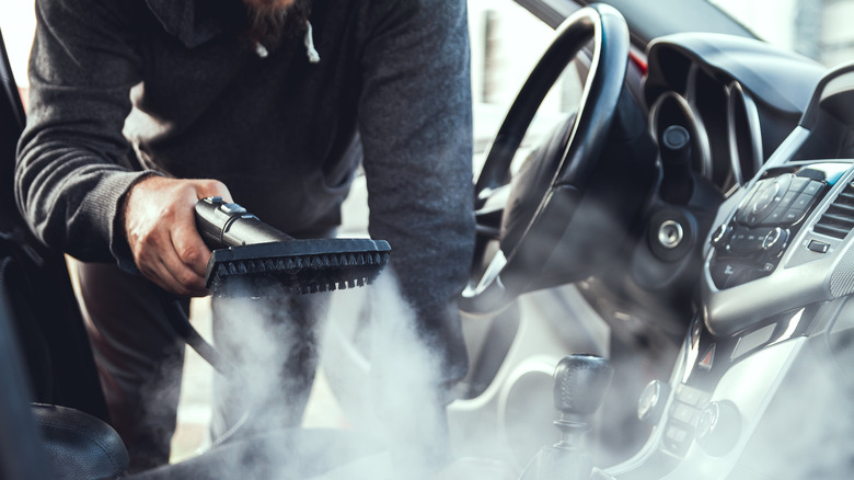 How to clean your car's interior with a steam cleaner. 