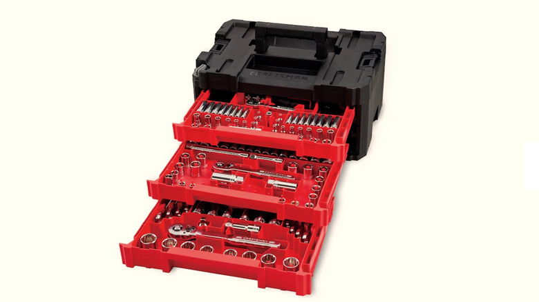 Picture displaying tool chest full of Craftsman tools