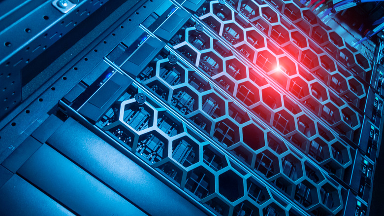 Close up of server technology.