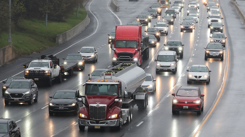 Slow-moving traffic on the freeway near Baltimore