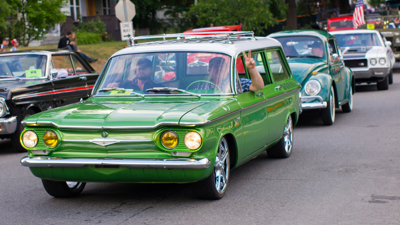 Group of classic cars on a cruise
