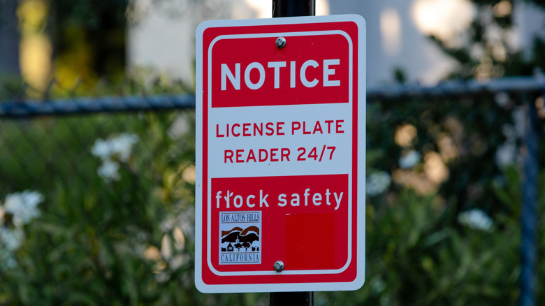 Automated license plate reader sign in Los Altos Hills, California