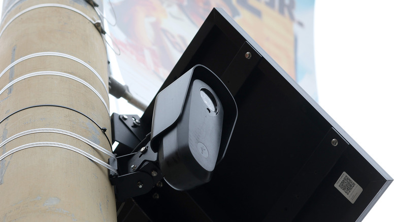 An automated license plate reader mounted on a pole in San Francisco, California.