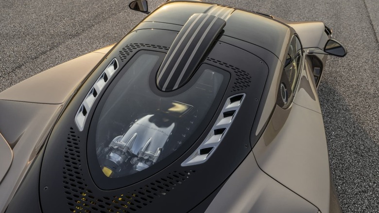 Top-down image of Hennessey Venom F5 LF showing its V8 engine