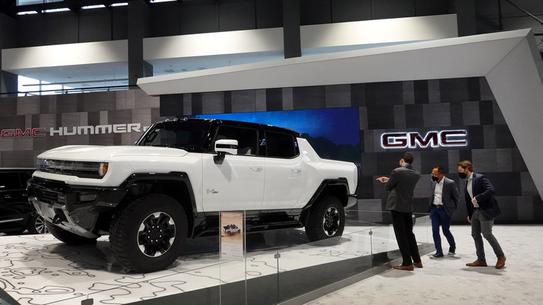 GMC Hummer EV in showroom