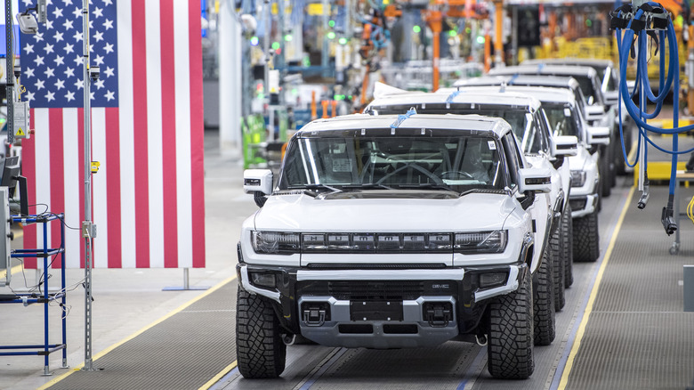 GMC Hummer EVs on assembly line