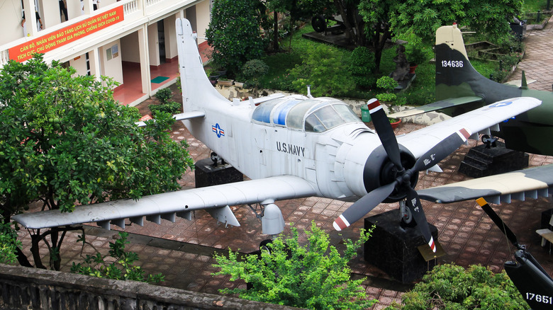 A Douglas A-1 Skyraider of United States - US Army with registration 132436 being preserved at Vietnam Military History museum.