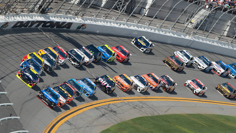 NASCAR cars on track