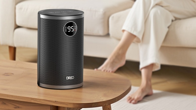 Dreo heater on a coffee table
