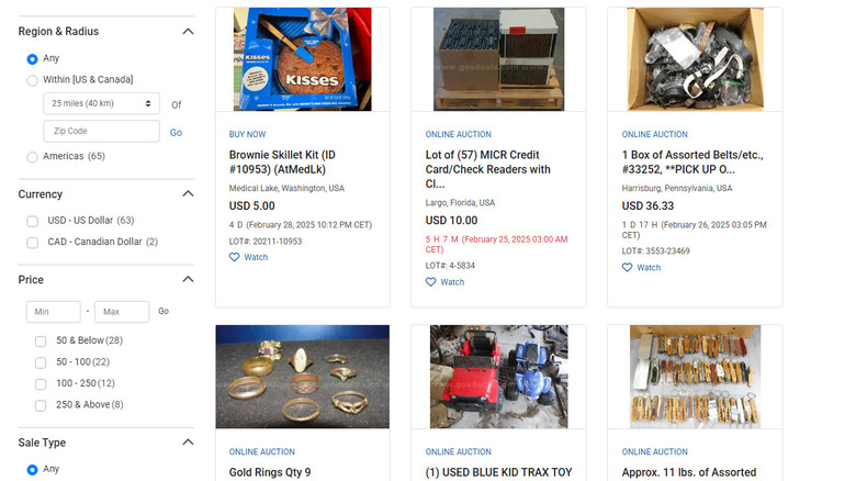 A screenshot of the GovDeals website
