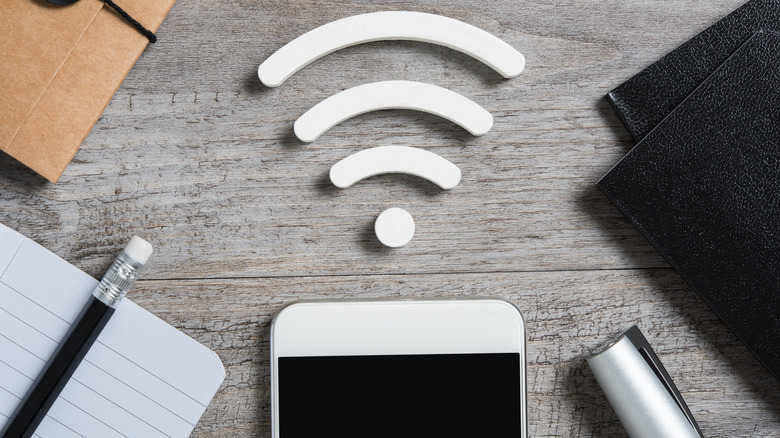 iPhone underneath Wi-Fi logo