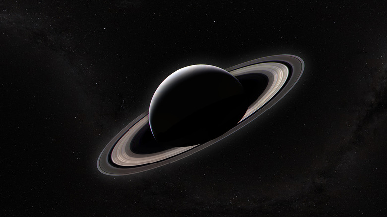 Saturn and its magnificent ring against a dark backdrop