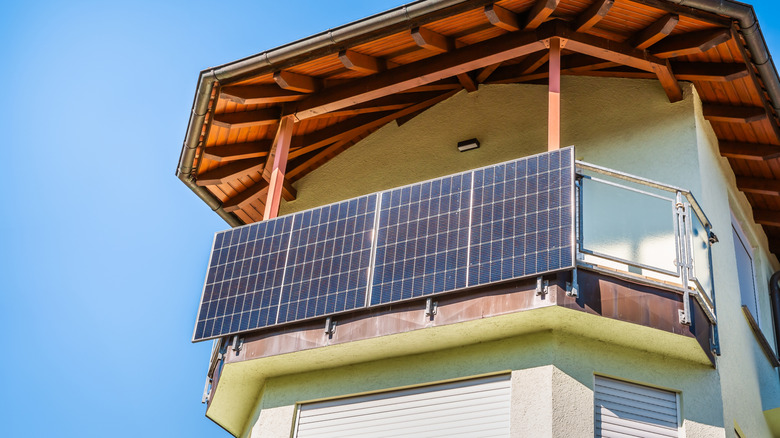 Solar panels installed in balcony of a house