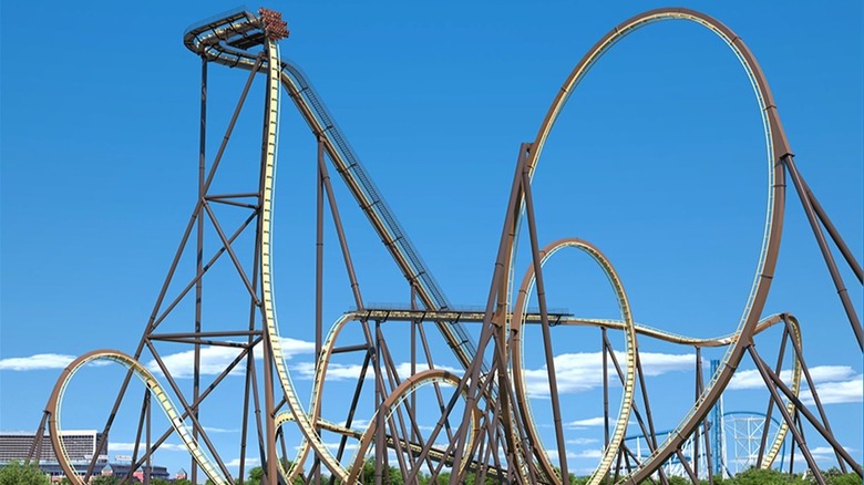 A company rendering shows riders about to fall down the Tormenta's infamous drop.