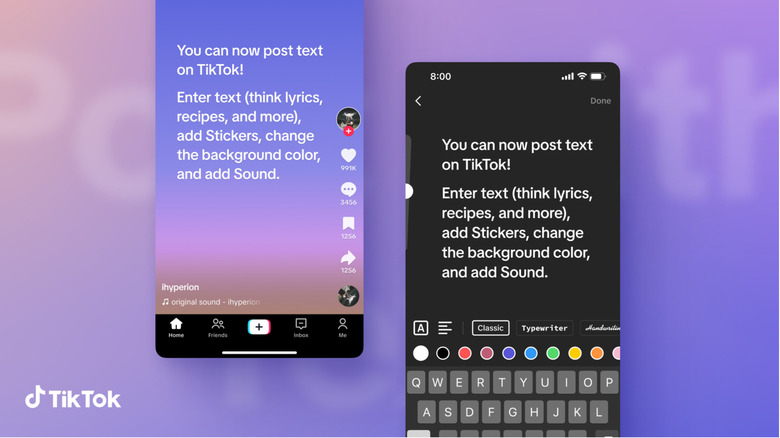 TikTok text post feature  