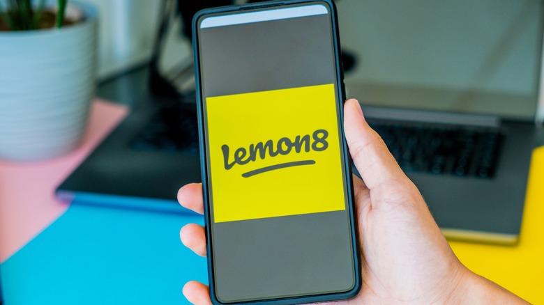 lemon8 logo on phone