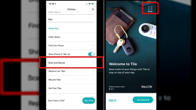 Scan and Secure Tile app