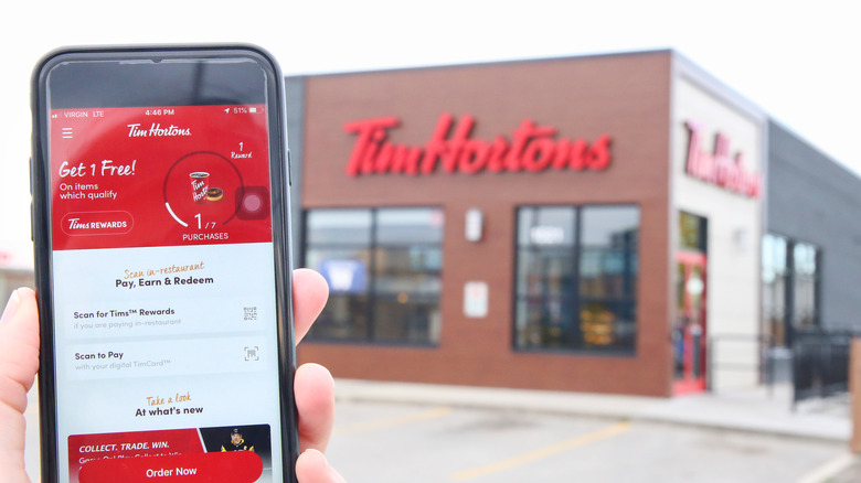 Tim Hortons app on smartphone