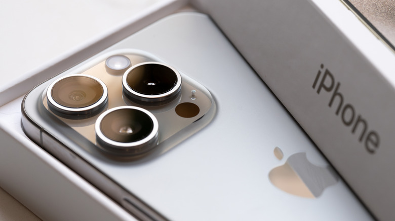 Close up shot of the iPhone 15 Pro's cameras