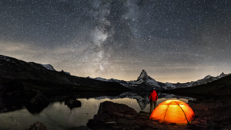 Nighttime campsite