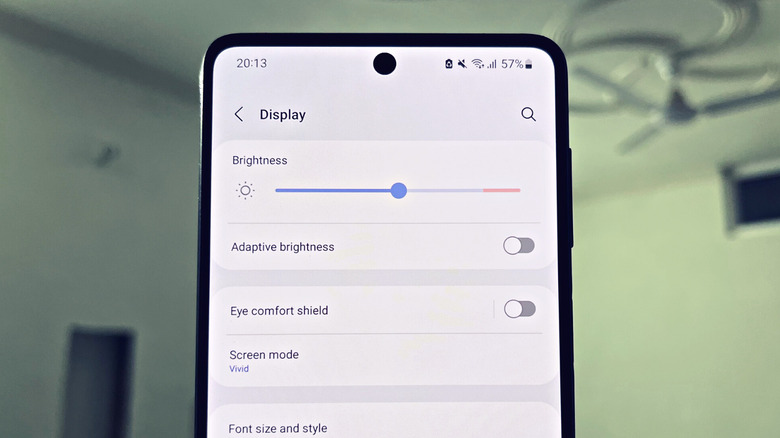 Android display brightness slider