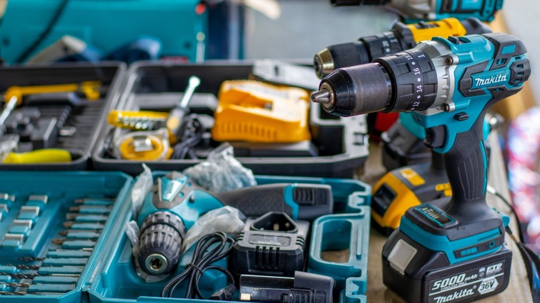 Power tools on table