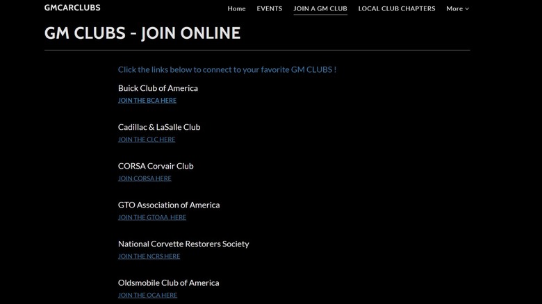 GM Clubs homepage