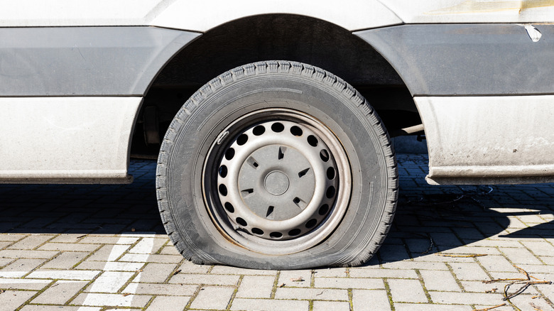 Flat tire on the road