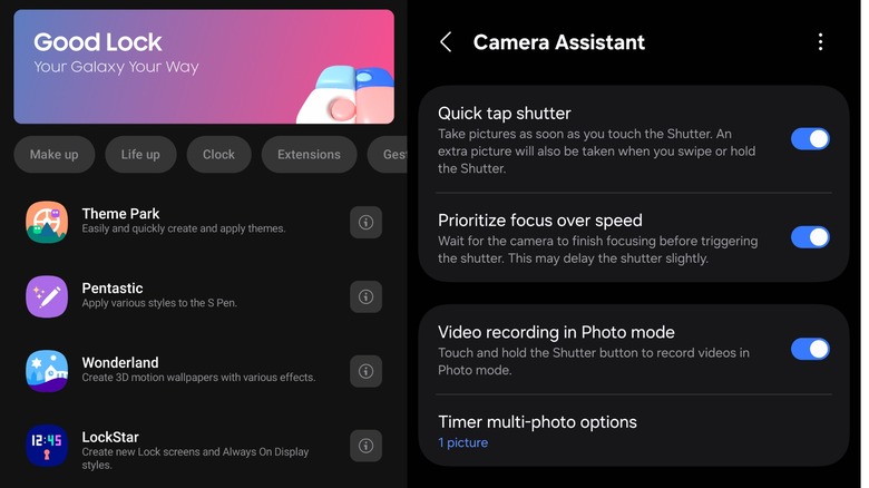 Good Lock and Camera Assistant on Samsung One UI 8 software