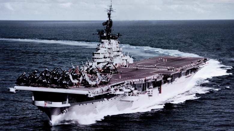 The USS Philippine Sea (CVA-47) underway at sea