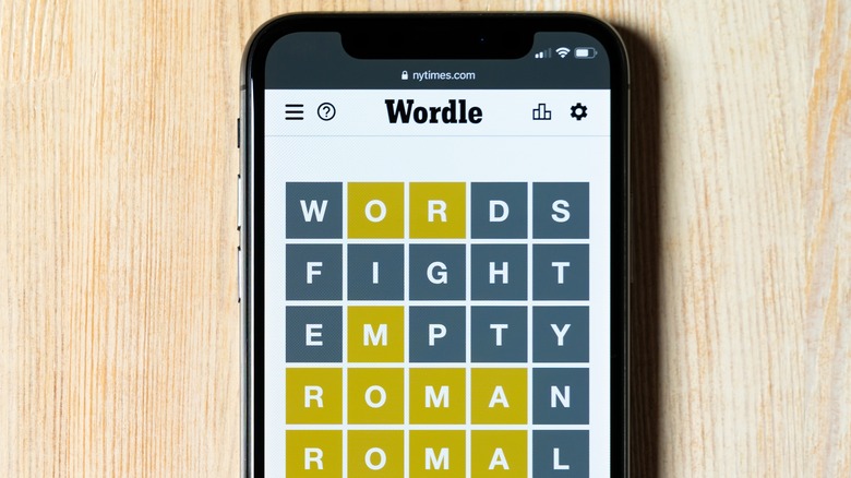 Wordle iphone wood desk