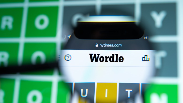 Magnifying glass on Wordle logo