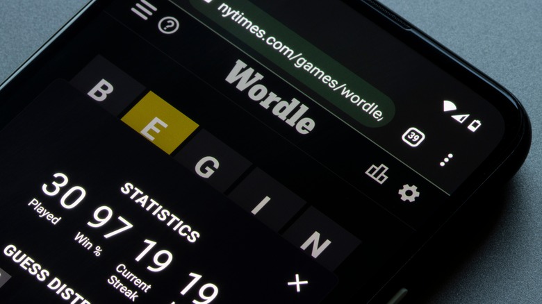  Wordle puzzle stats on smartphone
