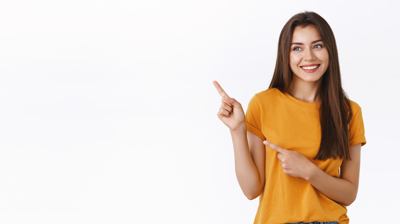 woman pointing 