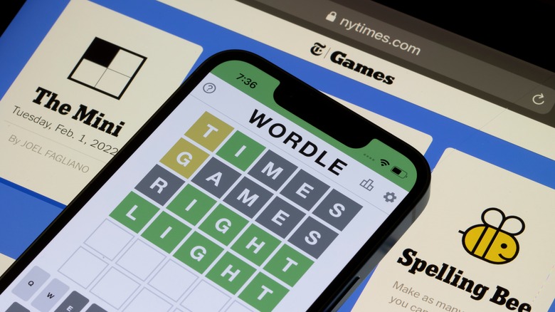 Wordle puzzle on a smartphone and a laptop