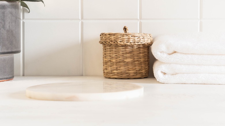 a clean bathroom countertop
