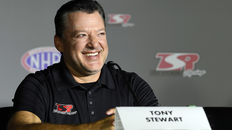 Tony Stewart at NHRA press conference in 2021