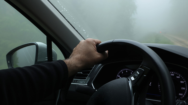 a foggy windshield