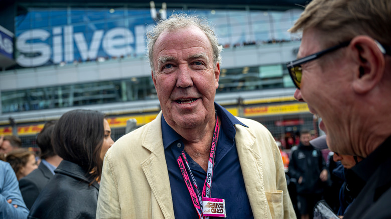 Jeremy Clarkson talking to press at an event