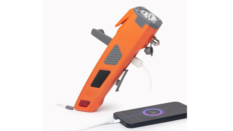 Luxon 7-in-1 Car Safety Tool charging a phone