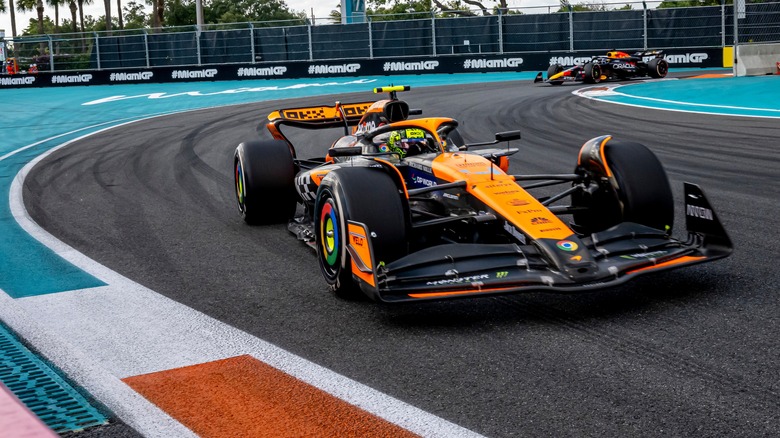 Orange and black F1 car
