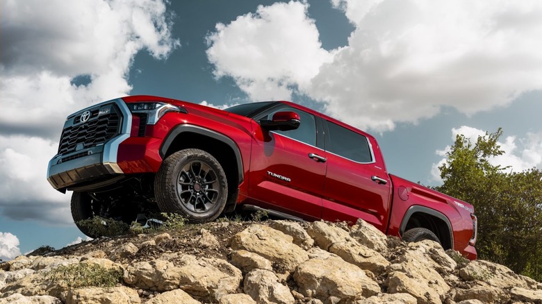 2023 Toyota Tundra climbing rocks